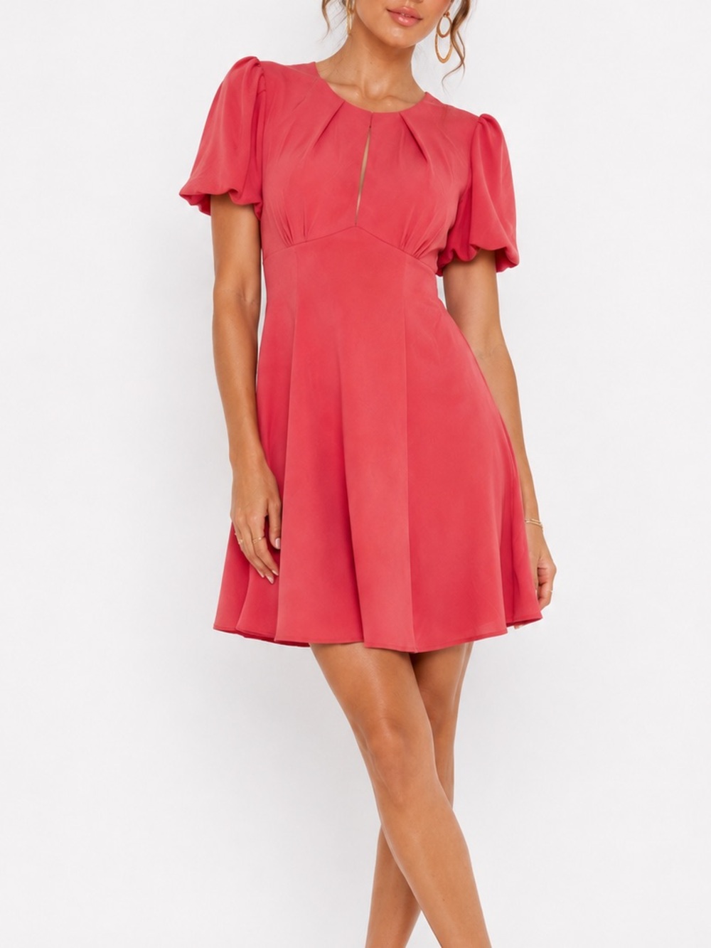 City Studio Womens S Pink Jacquard Puff Sleeve Open Back Tie A Line Dress